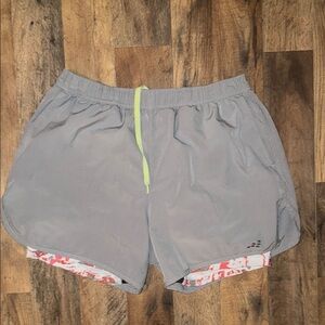 Gray Athletic Shorts with Neon Accent